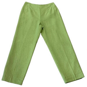 Sheri Martin Green Retro Linen Blend Back Zipper Ankle Straight Leg Pants Sz 4P
